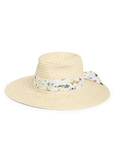 Vince Camuto Lala Floral Ribbon Panama Hat in Natural/White Floral at Nordstrom Rack
