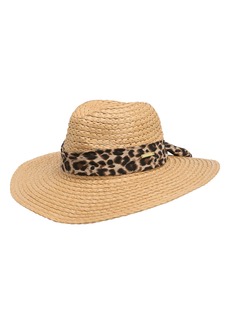 Vince Camuto Lala Tie Band Panama Hat in Leopard at Nordstrom Rack