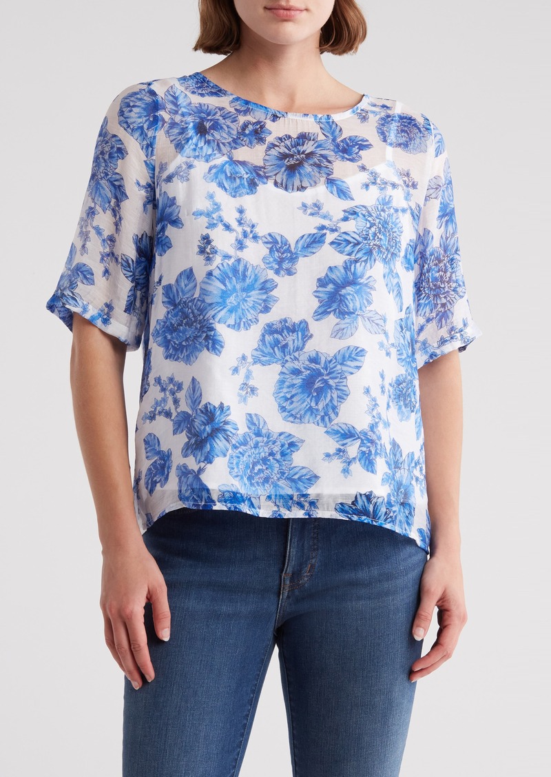Vince Camuto Lawn Floral Top in Lucent White at Nordstrom Rack