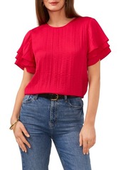 Vince Camuto Layered Flutter Sleeve Rumple Satin Top