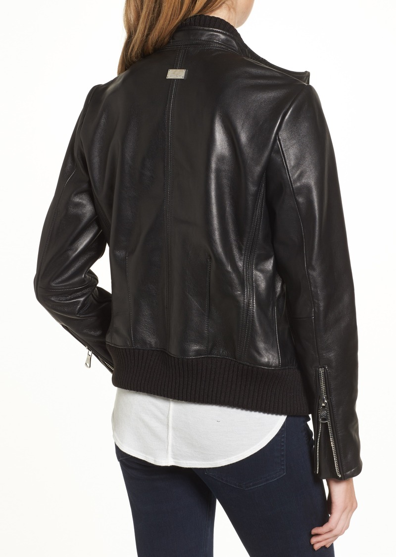 vince camuto leather bomber jacket