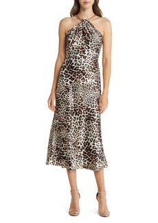 Vince Camuto Leopard Print Chain Halter Neck Dress