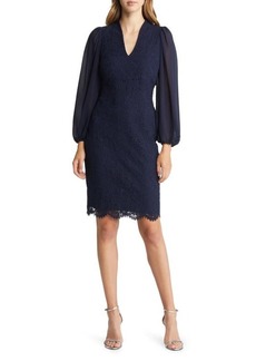 Vince Camuto Long Sleeve Lace Body-Con Dress in Navy at Nordstrom