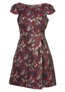 Vince Camuto Metallic Jacquard Fit & Flare Dress in Berry at Nordstrom