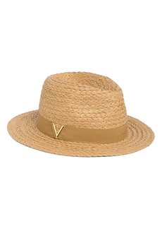 Vince Camuto Metallic Lala Paper Panama Hat in Tan at Nordstrom Rack