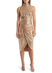 Vince Camuto Metallic Mock Neck Cocktail Dress