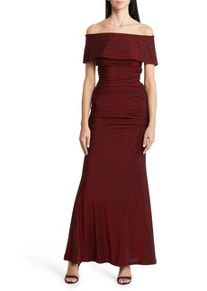 Vince Camuto Metallic Off the Shoulder Gown