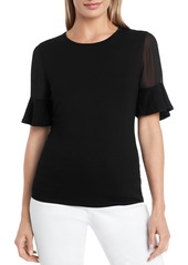 VINCE CAMUTO Mixed Media Flutter Sleeve Top
