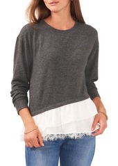 Vince Camuto Mixed Media Layered Sweater in Medium Heather Grey at Nordstrom