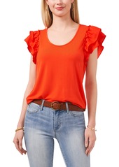 Vince Camuto Mixed Media Tiered Ruffle Sleeve Top