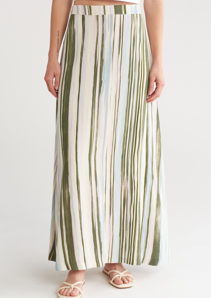 Vince Camuto Mixed Stripe Challis Skirt in Pinksque-618 at Nordstrom Rack