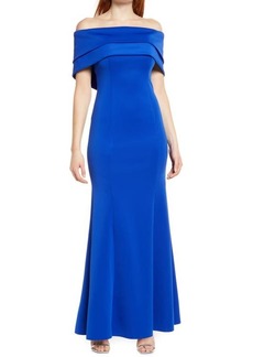 Vince Camuto Off the Shoulder Double Collar Organza Gown