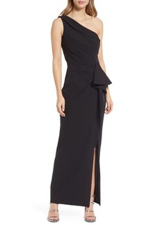 Vince Camuto One-Shoulder Ruffle Gown in Black at Nordstrom