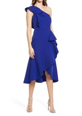Vince Camuto One-Shoulder Ruffle High/Low Cocktail Dress in Cobalt at Nordstrom