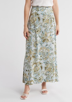 Vince Camuto Paisley Floral Challis Midi Skirt in Wan Blue-434 at Nordstrom Rack