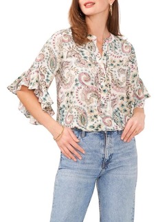 Vince Camuto Paisley Flutter Sleeve Georgette Top