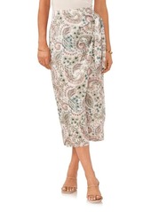 Vince Camuto Paisley Wrap Front Midi Skirt