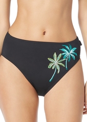 Vince Camuto Palm Embroidered High Waist Bikini Bottom