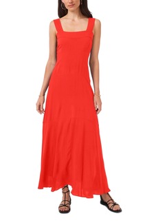 Vince Camuto Women's Smocked Back Challis Tiered Sleeveless Maxi Dress - Lobster Red