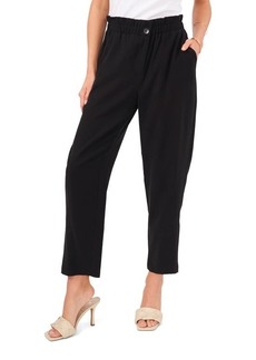 Vince Camuto Paperbag Waist Twill Pants in Rich Black at Nordstrom