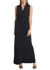 Vince Camuto Pin Dot Jersey Maxi Dress in Rich Black at Nordstrom