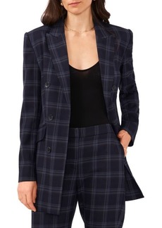 Vince Camuto Plaid Double Breasted Longline Blazer