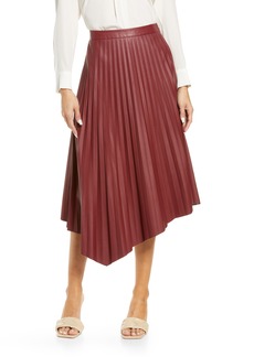 Vince Camuto Pleated Asymmetric Faux Leather Skirt in Burgundy at Nordstrom