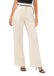 Vince Camuto Pleated High Waist Wide Leg Crepe Trousers