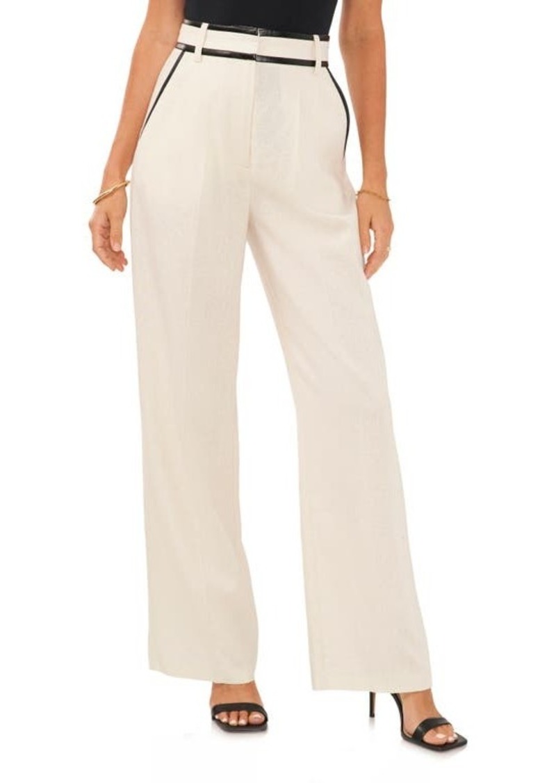 Vince Camuto Pleated High Waist Wide Leg Crepe Trousers