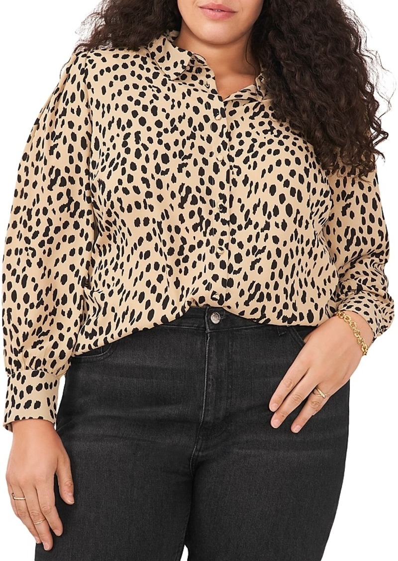 Vince Camuto Plus Animal Reset Button Front Shirt