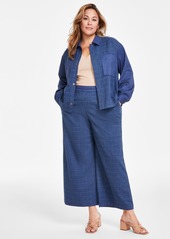 Vince Camuto Plus Size Denim-Look Wide-Leg Pants - Classic Navy