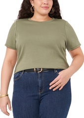 Vince Camuto Plus Size Crewneck Polished Short-Sleeve Knit Top - Rich Black