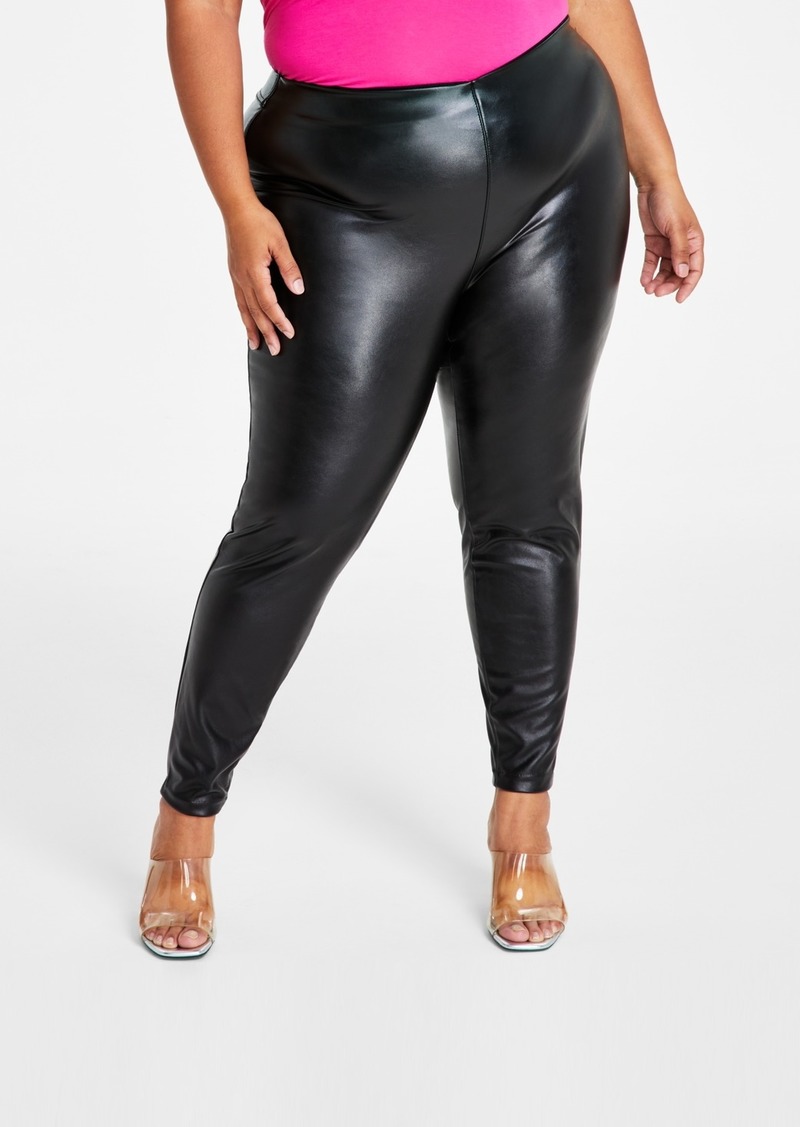 Vince Camuto Plus Size Faux-Leather Leggings - Rich Black