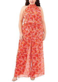 Vince Camuto Plus Size Halter Neck Sleeveless Jumpsuit - Tulip Red