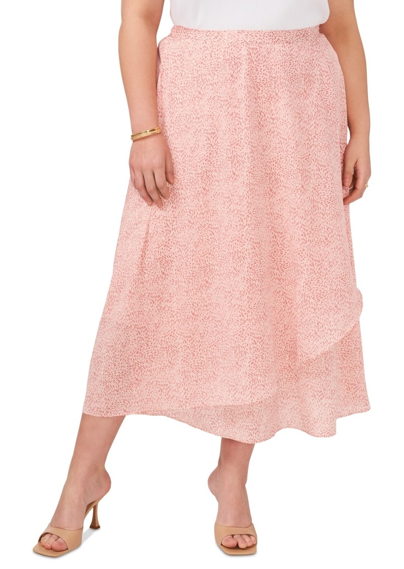Vince Camuto Plus Size High-Low Crossover Midi Skirt - Pink Orchid