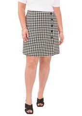 Vince Camuto Plus Size Houndstooth Mini Skirt - Rich Black