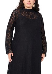 Vince Camuto Plus Size Lace Long-Sleeve Maxi Dress - Rich Black