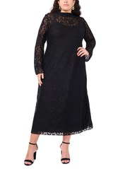 Vince Camuto Plus Size Lace Long-Sleeve Maxi Dress - Rich Black