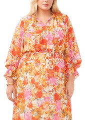 Vince Camuto Plus Size Long-Sleeve Floral-Print Maxi Dress - Tulip Red