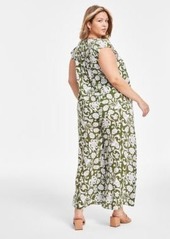 Vince Camuto Plus Size Printed Sleeveless Blouse Smocked Waist Wide Leg Pants