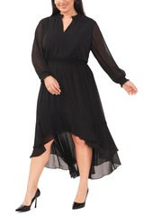 Vince Camuto Plus Size Smocked-Waist High-Low Dress