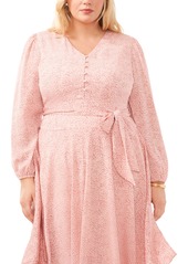 Vince Camuto Plus Size Tiered Tie-Waist Maxi Dress - Pink Orchid