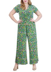 Vince Camuto Plus Size Twist-Front Wide-Leg Jumpsuit - Multi