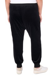 Vince Camuto Plus Size Velour Drawstring-Waist Jogger Pants, Created for Macy's - Rich Black