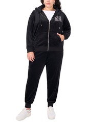 Vince Camuto Plus Size Velour Drawstring-Waist Jogger Pants, Created for Macy's - Rich Black