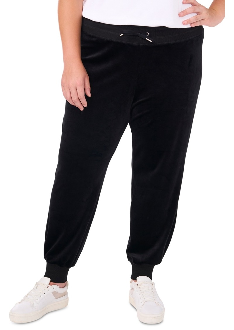 Vince Camuto Plus Size Velour Drawstring-Waist Jogger Pants, Created for Macy's - Rich Black