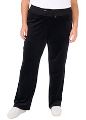 Vince Camuto Plus Size Velour Drawstring-Waist Straight-Leg Pants, Created for Macy's - Plum Noir