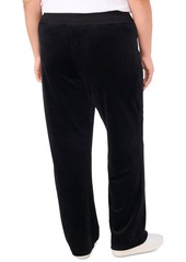 Vince Camuto Plus Size Velour Drawstring-Waist Straight-Leg Pants, Created for Macy's - Plum Noir