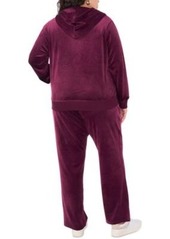 Vince Camuto Plus Size Velour Rhinestone Logo Hoodie Drawstring Waist Straight Leg Pants Created For Macys