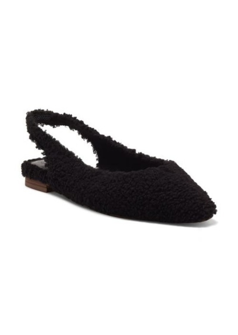 Vince Camuto Presnue Faux Shearling Slingback Flat in Black at Nordstrom